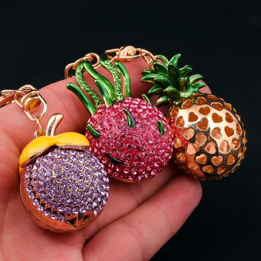 Cartoon Simulation Fruit Keychain Enamel Metal Key Rings New Fruit Bag Pendant Keychain Jewelry