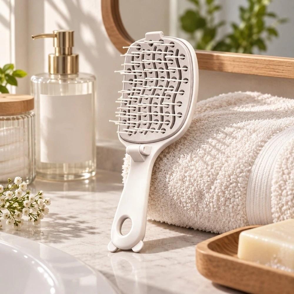 Self Clean Volumize Hair Brush Anti Static Scalp Massage Comb Foldable Massage Comb  Travel