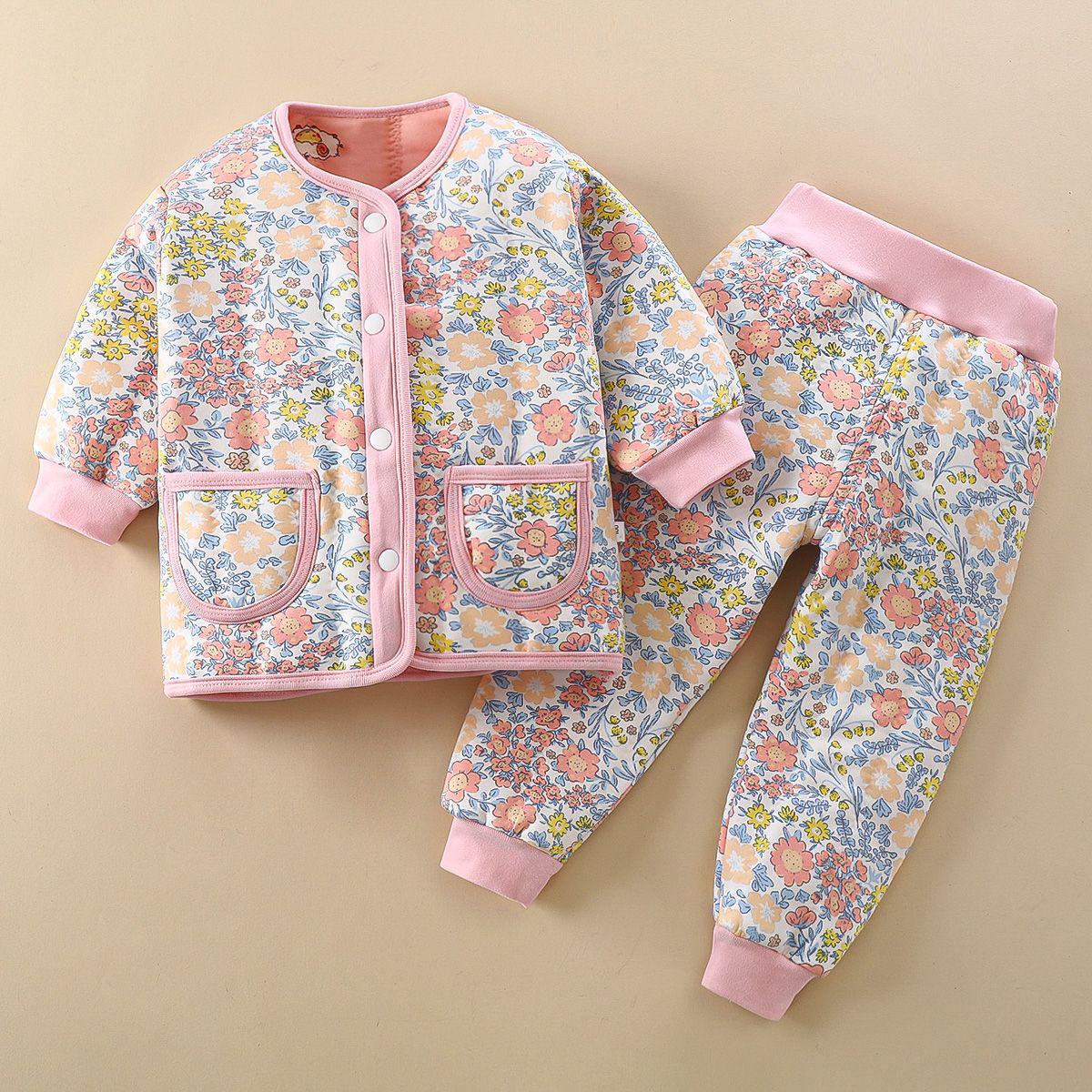 

Children s Three-Layer Quilted Underwear Set - Thickened, Anti-Static Cloud Cotton for Boys and Girls Height 70-80cm