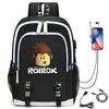 Roblox Virtual World Backpack USB Charging Laptop Bag Student Bookbag for Kids Boys Girls