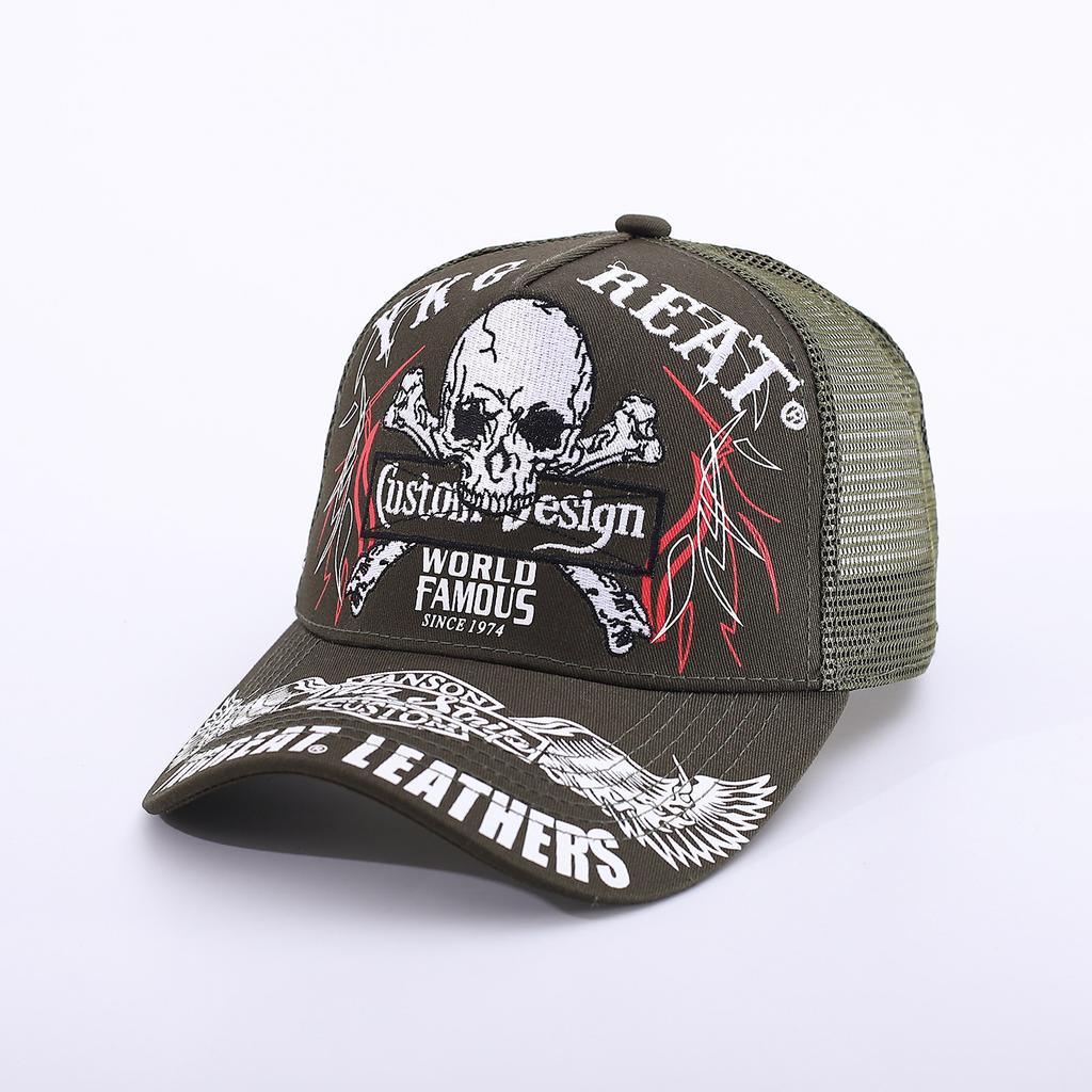 Pentagram Skull Mesh American Locomotive Cap Truck Driver Hat Breathable Baseball Cap
