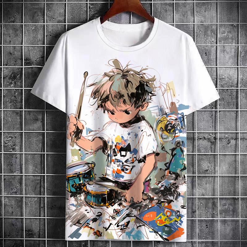 Camiseta masculina de poliéster esqueleto, manga curta, roupa de gola redonda, estampada 3D de corpo inteiro, estilo punk legal, personalidade