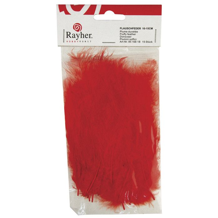 Plume duvetée, rouge, 10 - 15 cm, 15 pces