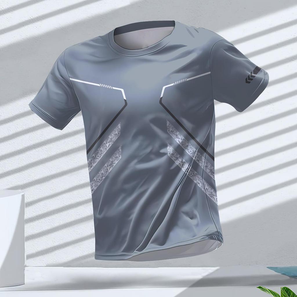 Summer Quick Dry Breathable Men's T Shirt Outdoor Run Fitness Sports Short Sleeve Tees Casual O-neck Oversized T-shirt Daily Top