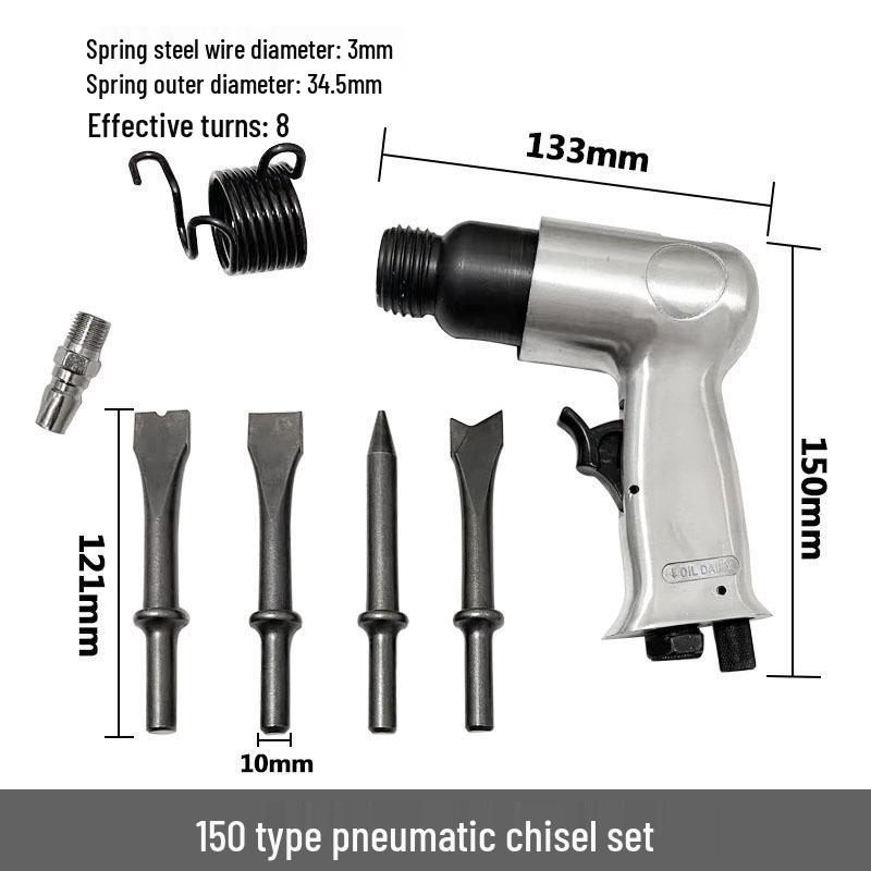 150mm Pneumatic Air Hammer & Shovel Set with Chisel and Round Handle