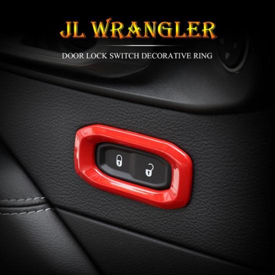 Door Lock Switch Trim Cover for Jeep Wrangler JL 2018- Interior Accessories