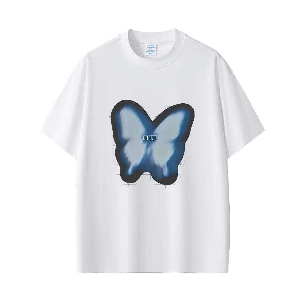 Aitana Butterfly Graphic T-shirt CUARTO AZUL T Shirt Men Women Fashion Pop Music Oversized Streetwear Male Vintage Casual Tshirt