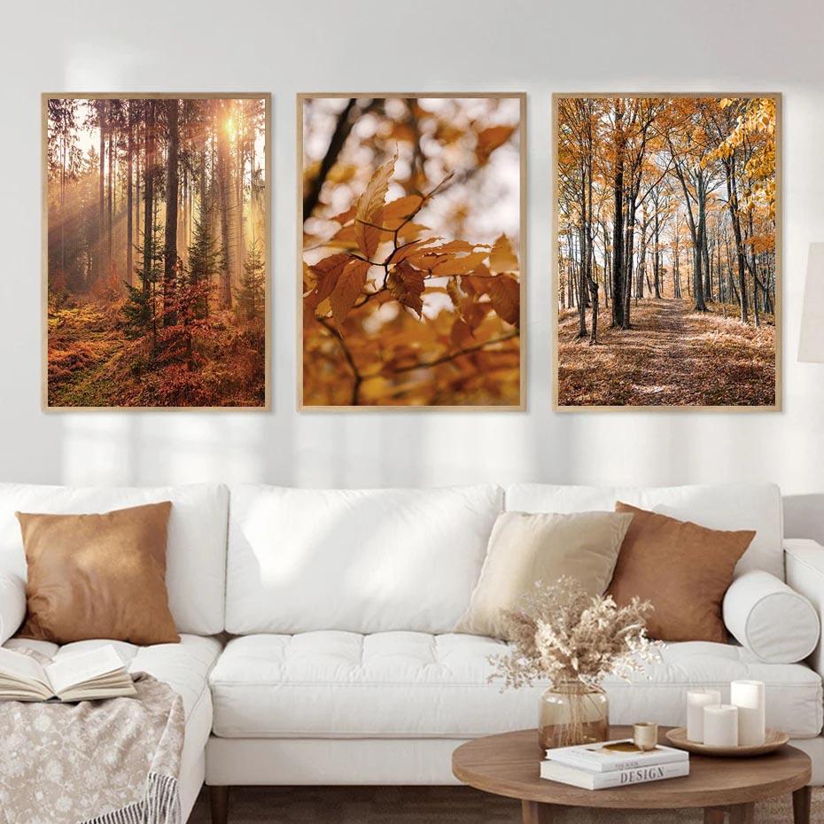 Autumn Scenery Canvas Painting Poster Pumpkin Leaves HD Printing Wall Art Picture Print Living Room Bedroom Home Decoration