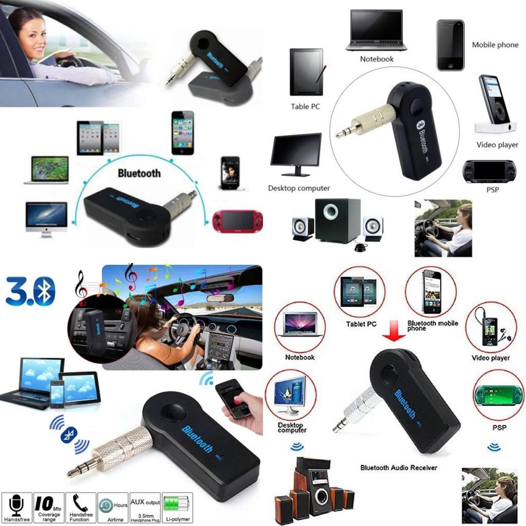 Auxiliary Bluetooth Receiver Wireless Adapter For Car Audio System