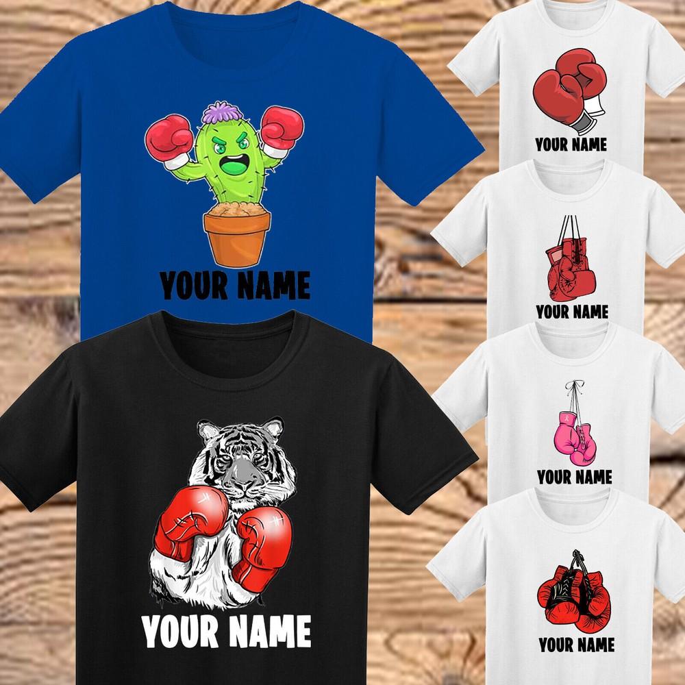 

Персонализированная детская футболка Бокс Боксер Добавьте свое имя Мальчики P1 PR A 2T1A1 M