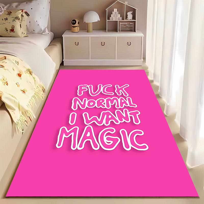 Bold Pink Carpet With Quote suitable as a non-slip mat for the living room or bedroom sofa