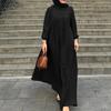 ZANZEA Women Round Neck Long Sleeve Loose Vintage Long Dress