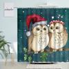 Cartoon Xmas Shower Curtain Merry Christmas Owl Couple Fun Animal Winter Child Bathroom Waterproof Polyester Screen Home Decor