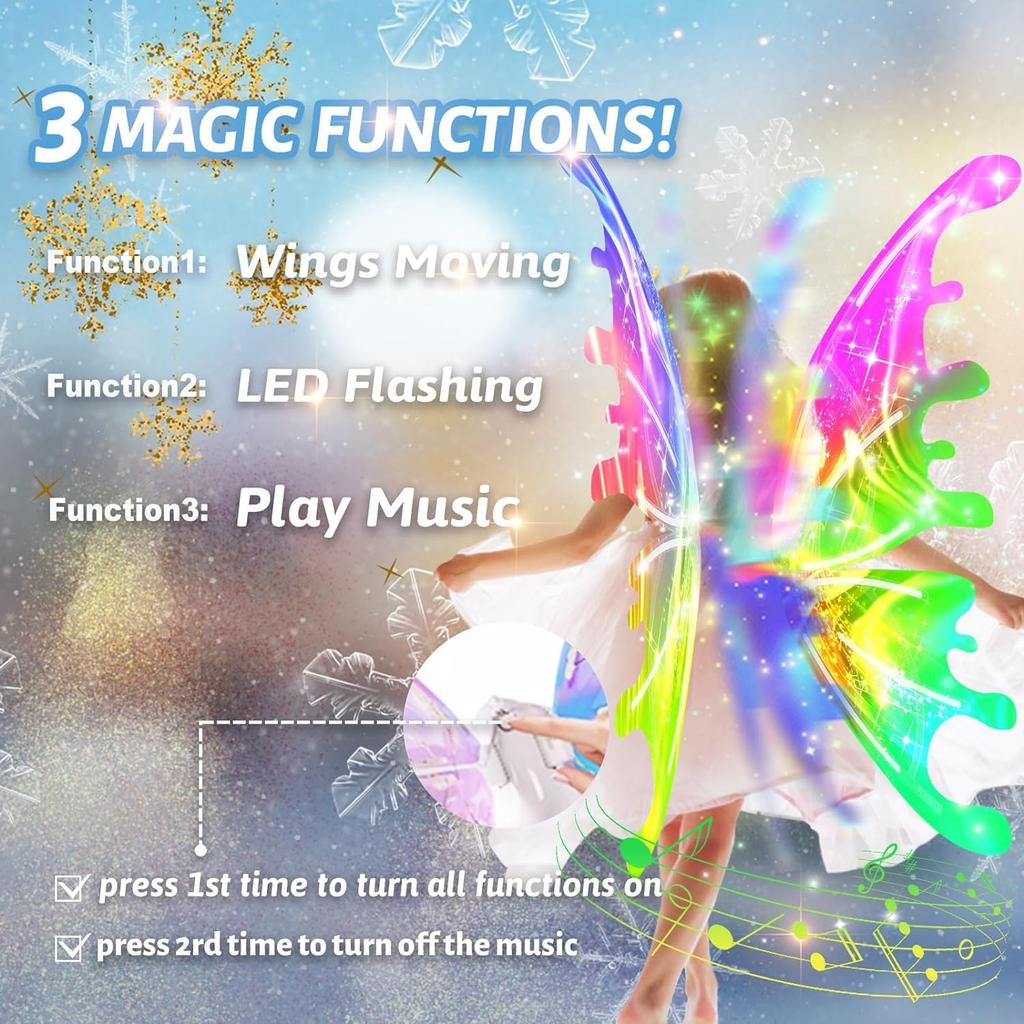 Angel Elf Fairy Cosplay Princess Battery Electric Light Butterfly Wings that Move with Toys for Girls [Toileeu] Wings, Wings, Wings, Kids, Set, DIY,