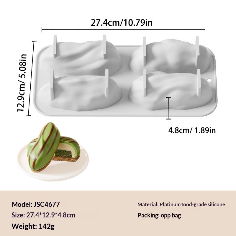 Stampo in Silicone Design Pistacchi a 4 Celle Stampo per Torta Mousse Cioccolato Fai da Te Strumenti per la Cottura di Dolci per Feste Bakeware da Cucina per Alimenti