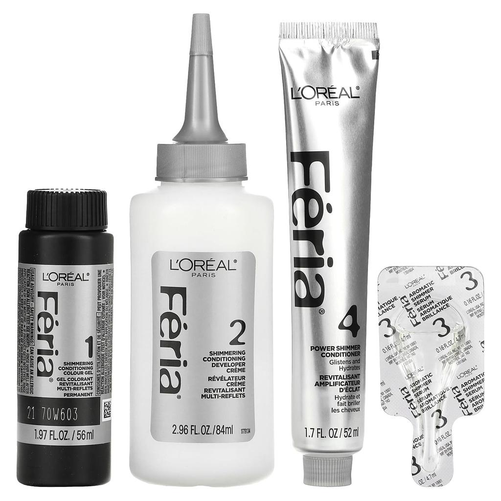 L'Oréal, Feria, Multi-perset Shimmering Color, Bright Black 21, One Time Use