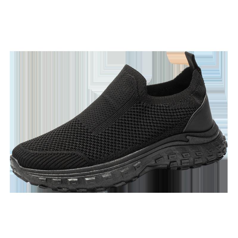 

Spring new men s shoes fly-woven breathable mesh casual shoes versatile one-pedal non-slip and wear-resistant sports shoes 39 чёрный