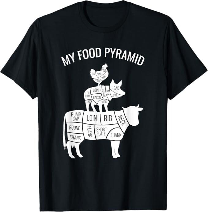 My Food Pyramid Funny Carnivore Cow Pig Chicken T-Shirt Unisex T-Shirt XXXXL