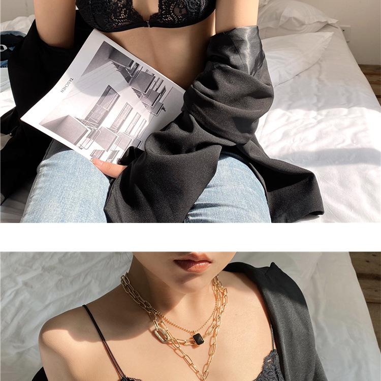 French Wirefree Lace Triangle Bra: Ultra-Thin, Small Bust, Thin Straps, Front Closure, Beautiful Back.