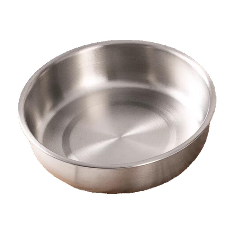 Thickened 304 Stainless Steel Deep Flat-Bottom Round Dish