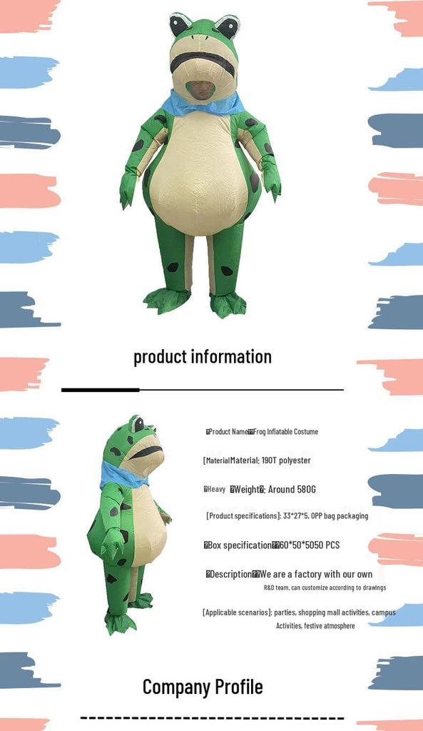 Promi-Froschpuppen-Kostüm: Krötenhut & Kleidung, Krötengeist Maskottchen, Aufblasbarer Froschanzug für Kinder