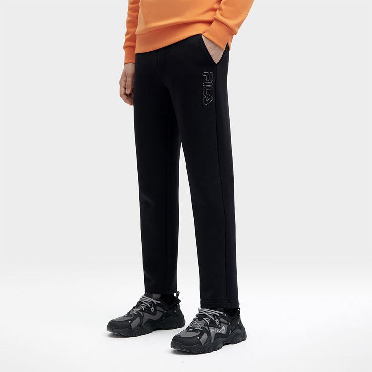 Fila Heritage Series Solid Color Mid Waist Straight Leg Casual Pants Men Bottoms Black F11M348604F-BK