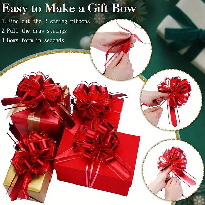 WTEMPO Pull Bow Packaging Bows Multicolor Ribbon Bow for Gift Wrapping Christmas Wedding Baskets Valentine's Day Decoration