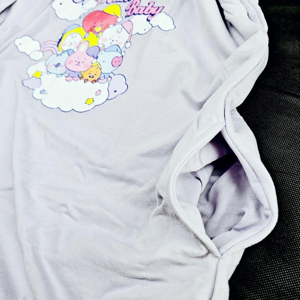 [USED] BT21 Character Sweatshirt One-Piece Pajama Set with Bag, LL Size