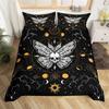 Butterfly And Death Moth Duvet Cover Queen Gothic Skull Flower Star Sky Moon Bedding Set Polyester Boho Exotic Black Quilt Cover