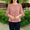 Women Casual Round Neck 3/4 Sleeve Loose Blouse