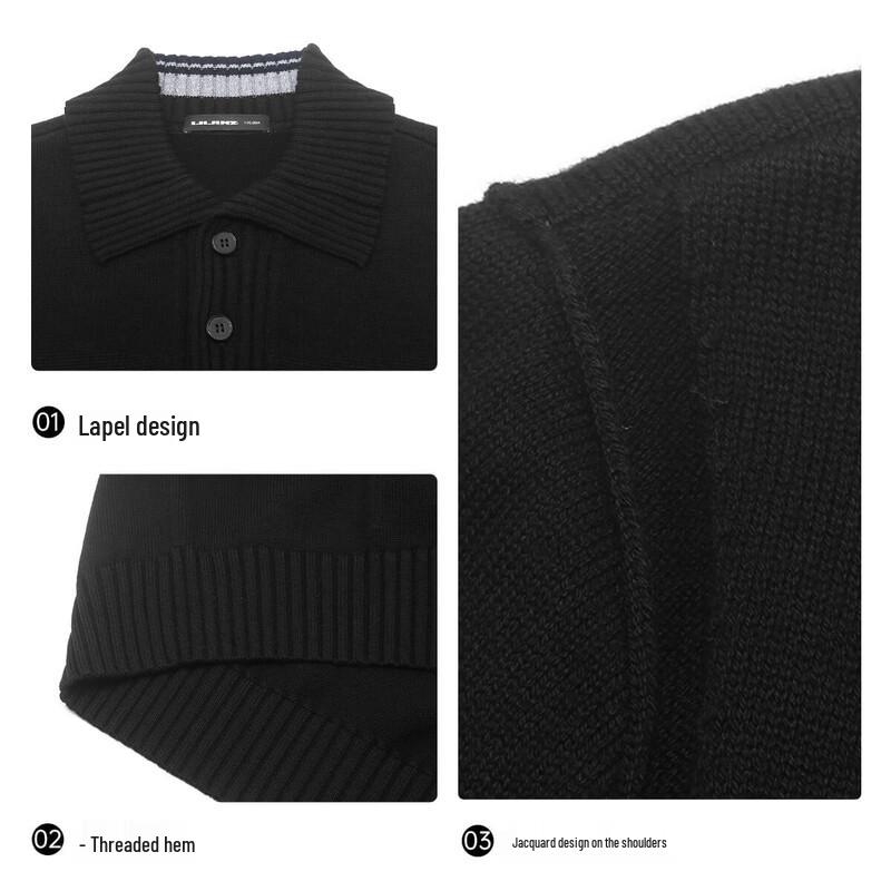 Lilanz Men's 2025 Winter Wool Blend Ribbed Collar Sweater
