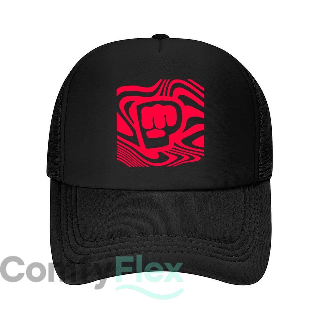 Red Fist Abstract Graphic Mesh Baseball Cap Casual Hat Outdoor For Womens Unisex FeUnisex