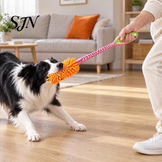 Fetch Toys for Dogs Dog Rope Toy, Durable Interactive Plush Tug with Reinforced Handles, Safe Polyester Chew Dental Cleaning Toy Small Large Pet Oral