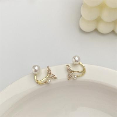 1 Par Brincos Stud Flor Pérola Imitação Coreana Feminino Joias Elegantes Festa Com Brincos de Pérola de Quatro Garras