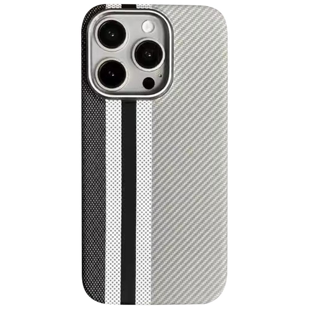 For iPhone 15 Pro Case Compatible with MagSafe Carbon Fiber Texture PC Phone Cover