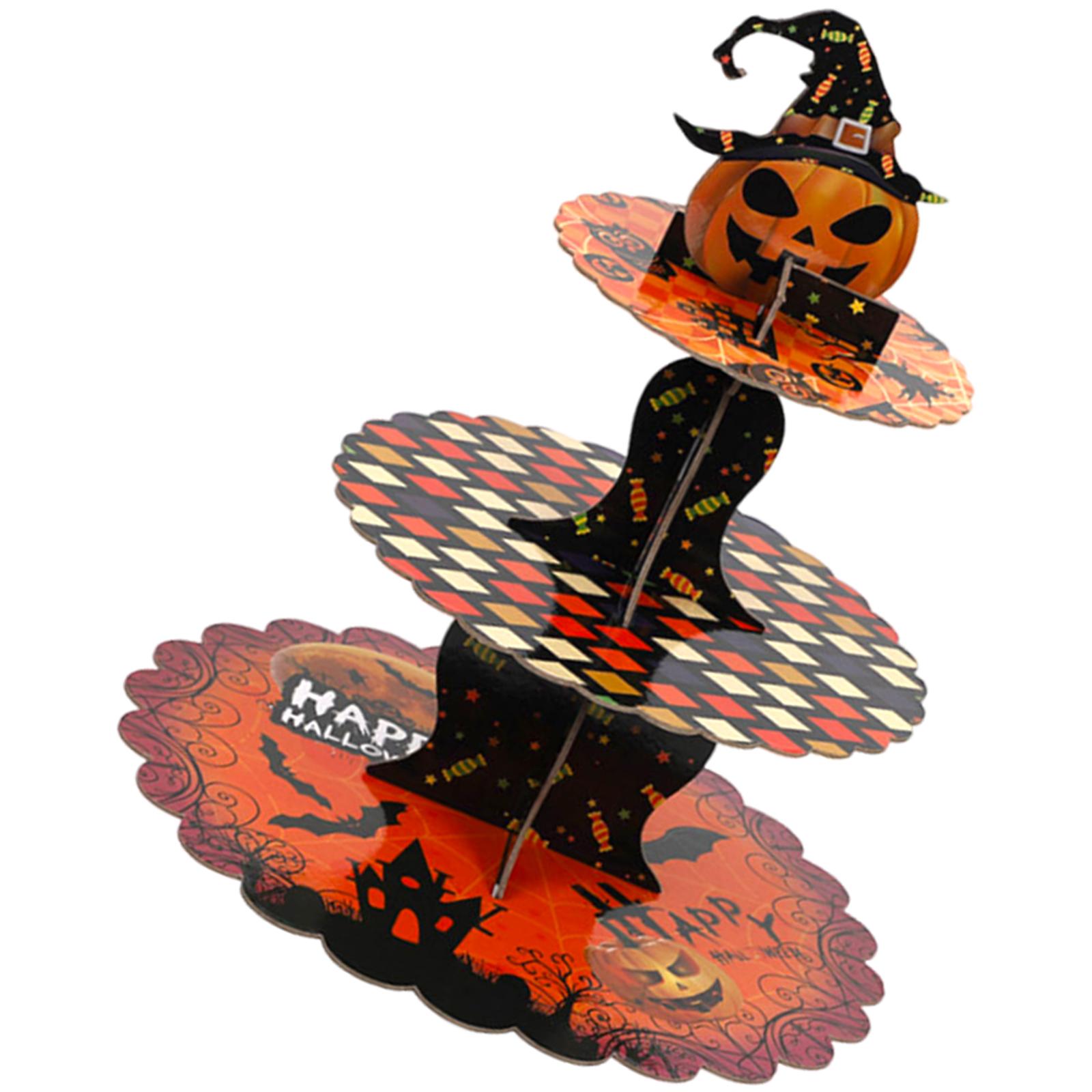 

Багатошаровий дизайн гарбуза-привида Одноразовий піднос для торта для закусок на вечірці на Хелловін та святкового домашнього декору B