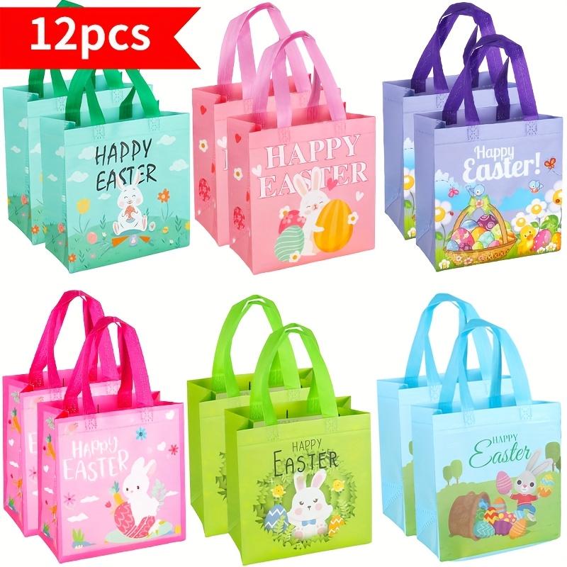 

12Pcs Easter Gift Bags with Handles Bunny Theme Non-Woven Bags for Easter Party Supplies, Birthday Gifts and Gift Wrapping Mix
