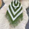 Summer Women Casual V-neck Sleeveless Knitted Tassel Striped Sweater Slim Bodycon Mini Short Sheath Dresses