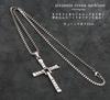SilverKYASYA 316L Cross Necklace Zirconia Cross Necklace Rosary Necklace Stainless Steel Long Large Cross Men's