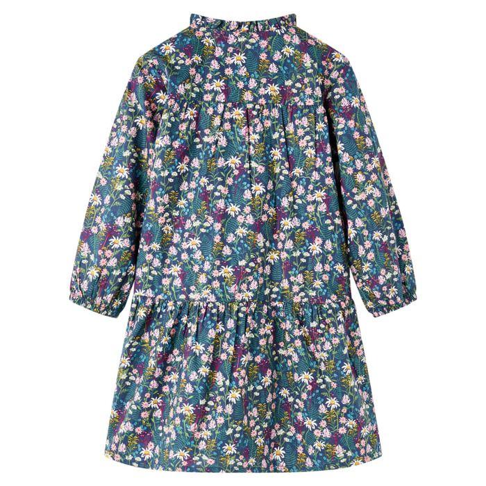 Robe - vidaXL - Robe manches longues - 100% Lyocell - Imprimé floral - Taille 116 (5-6 ans)