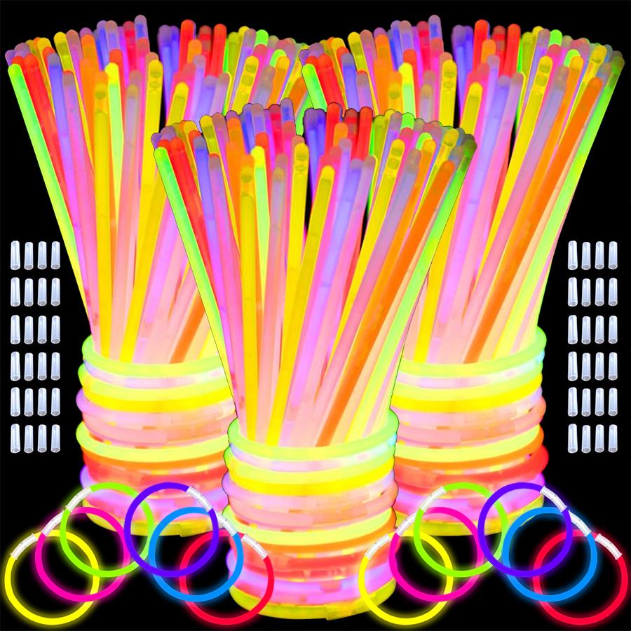 12/24/48pcs Glow Sticks 20cm Glow in the Dark Sticks Multicolor Light Up Sticks with Connector Party Favors Concerts & Festivals