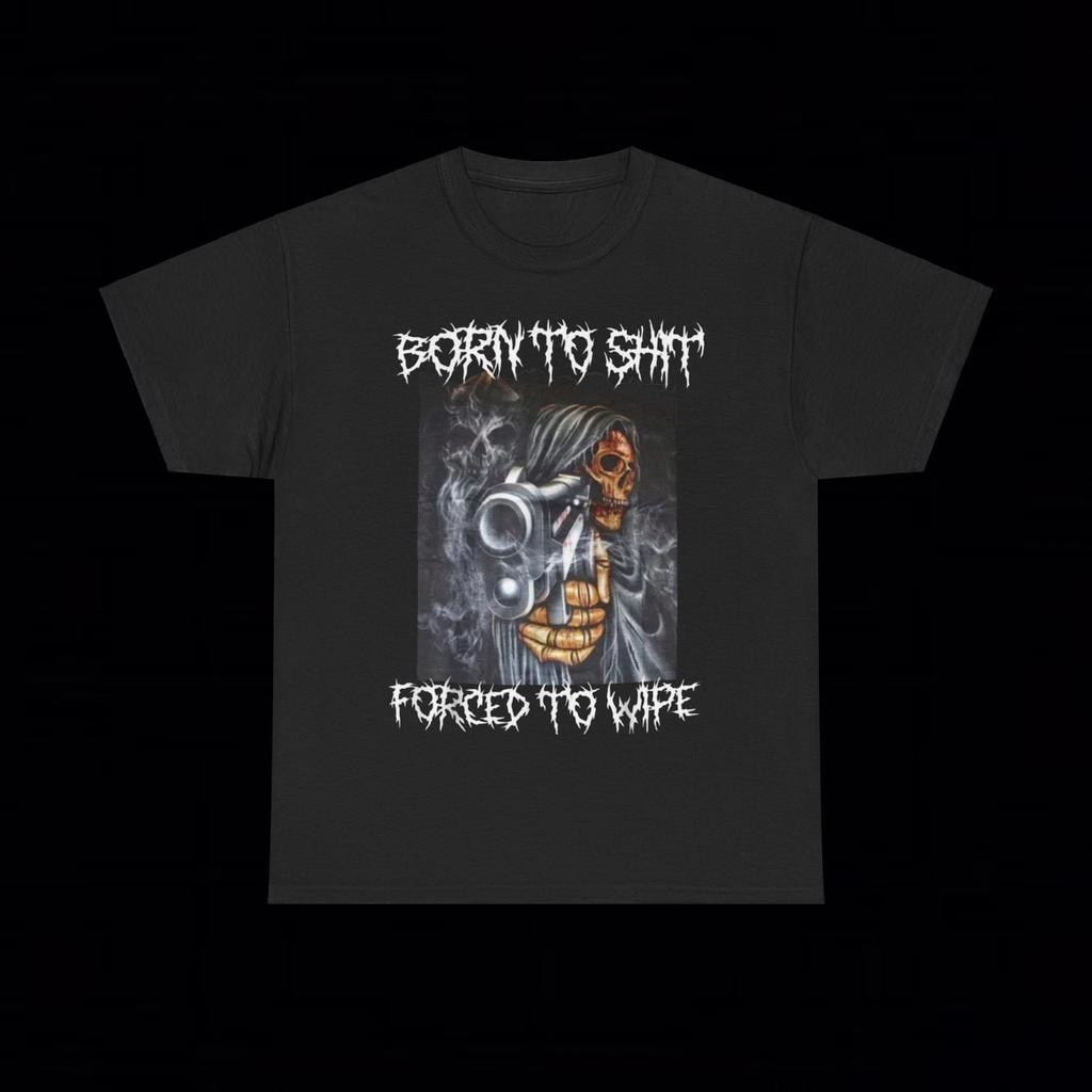 Forced To Wipe Gangster T Shirt Funny Emo Grunge Y2k Amity Affliction Goth Skull