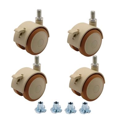 2" Stem Casters Replacement Casters Threaded Swivel Furniture Caster Rubber Wheels with Brakes 270Lbs Pack of 4