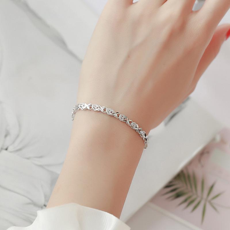Korean Style Sterling Silver Crystal Beaded Bracelet for Women - Simple, Personalized Gift for Girlfriend or Bestie