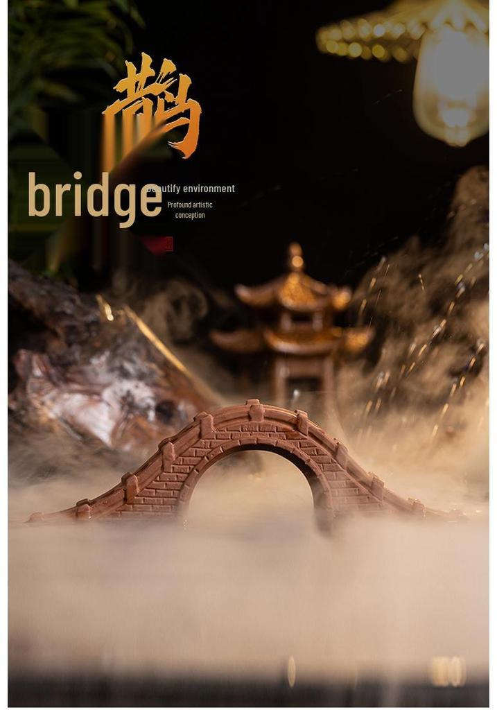 Ceramic Stone Arch Bridge Ornament for Micro Landscapes, Fish Tanks, or Zen Gardens