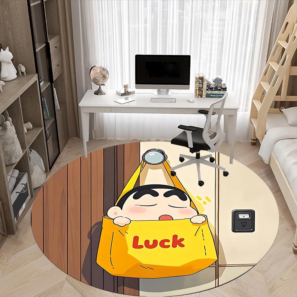 1pc Lucky Crayon Shin-chan Office Round Area Rug, Under Office Chairs Bedroom Living Room Home Decor  a1022212