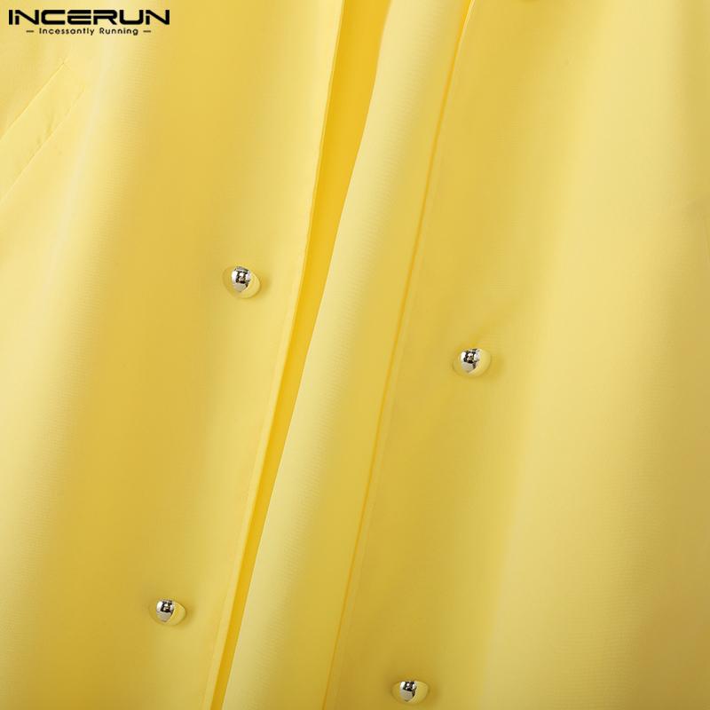INCERUN Men Satnd Neck Sleeveless Open Front Decorative Buttons Casual Long Cardigan