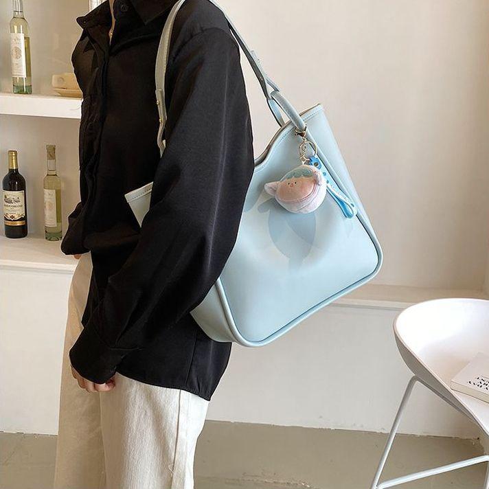 Women's Handbag Student Class Large-capacity Bag Solid Color Tote Bag Handheld Commuter Bag Underarm Bag
