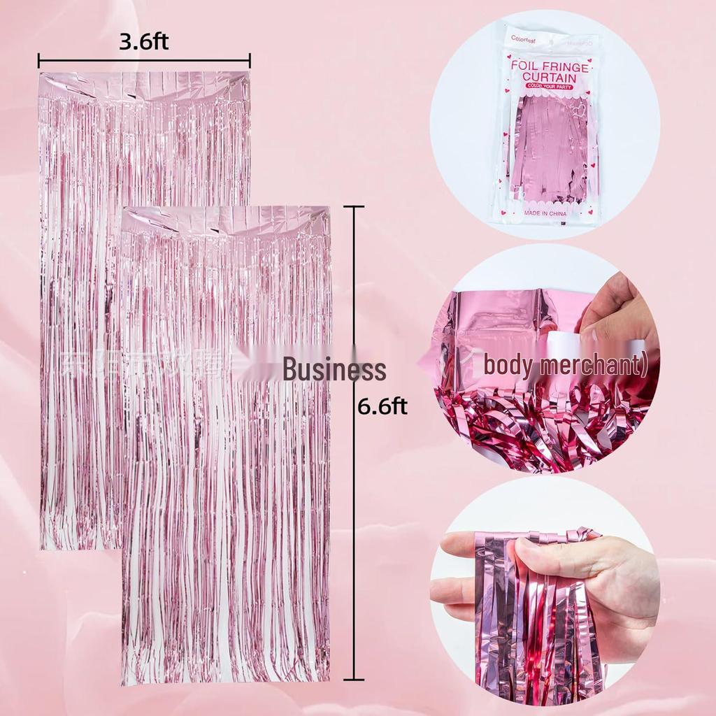 Pink Heart Love Birthday Party Balloon Set with Tinsel Decorations