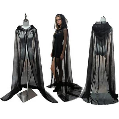 Hooded Witch & Grim Reaper Mesh Cape for Halloween Cosplay